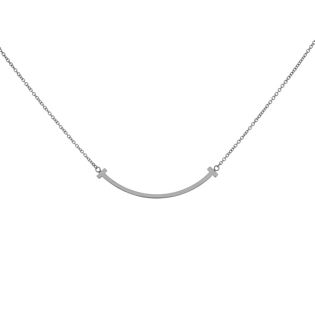 Tiffany & Co. 18K White Gold Small T Smile Pendant Designer Jewellery Tiffany and Co