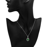 18K White Gold Cabochon Jadeite Diamond Pendant Fine Jewellery Modaselle