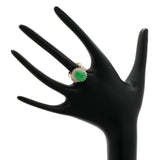 14K Yellow Gold Cabochon Jadeite Diamond Ring Fine Jewellery Modaselle