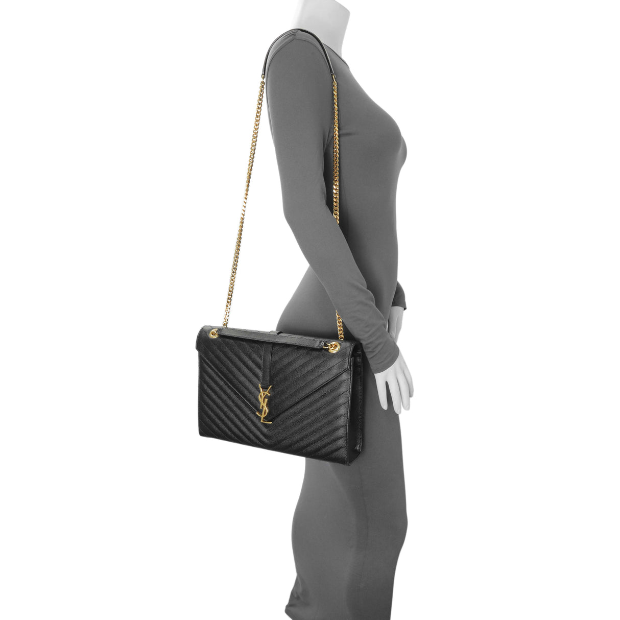 Saint Laurent Grain De Poudre Mixed Matelasse Large Triquilt Monogram Satchel Handbags Saint Laurent