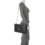 Saint Laurent Grain De Poudre Mixed Matelasse Large Triquilt Monogram Satchel Handbags Saint Laurent