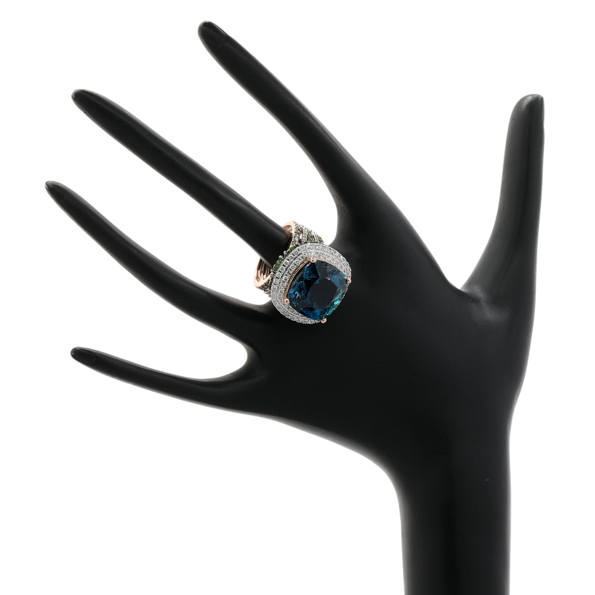 18K Rose Gold 23.46 Carat Blue Topaz Zorab Cocktail Ring Fine Jewellery Modaselle