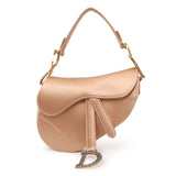 Christian Dior Powder Beige Satin Crystal Mini Saddle Bag