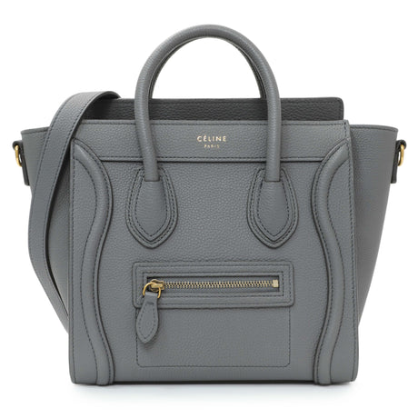 Celine Kohl Drummed Calfskin Nano Luggage Handbags Celine
