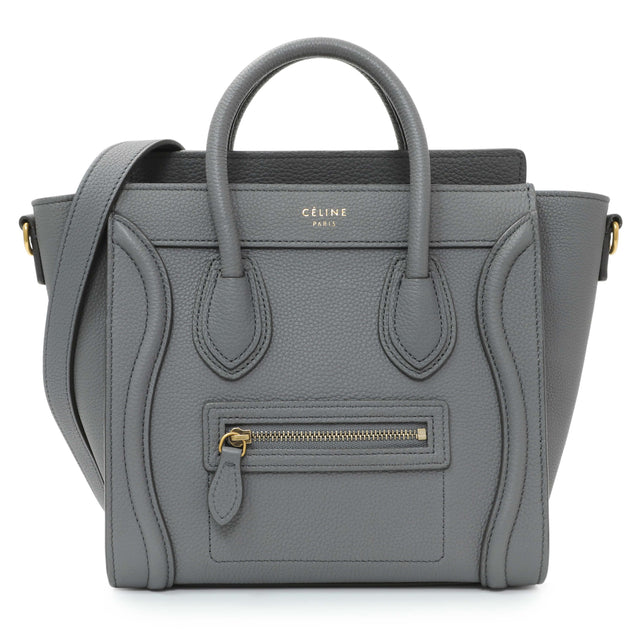 Celine Kohl Drummed Calfskin Nano Luggage Handbags Celine