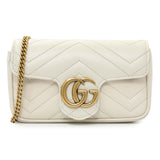 Gucci White Calfskin Matelasse Super Mini GG Marmont Handbags Gucci