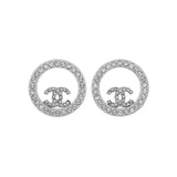 Chanel Crystal CC Round Earrings Designer Jewellery Chanel