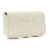 Gucci White Calfskin Matelasse Super Mini GG Marmont Handbags Gucci
