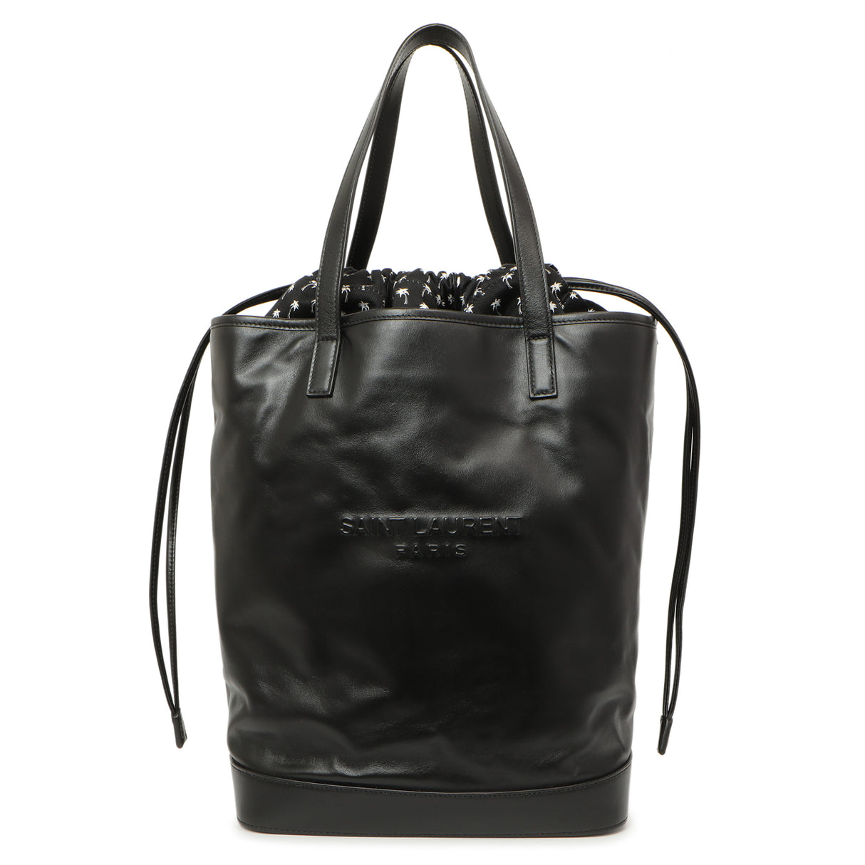 Saint Laurent Black Calfskin Debossed Teddy Shopping Bag