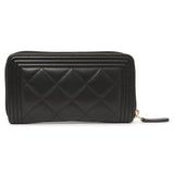 Chanel Black Quilted Lambskin Small Boy Zip Around Wallet