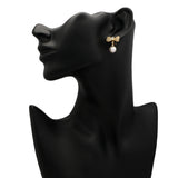 18K Yellow Gold South Sea Pearl Bow Earrings Fine Jewellery Modaselle