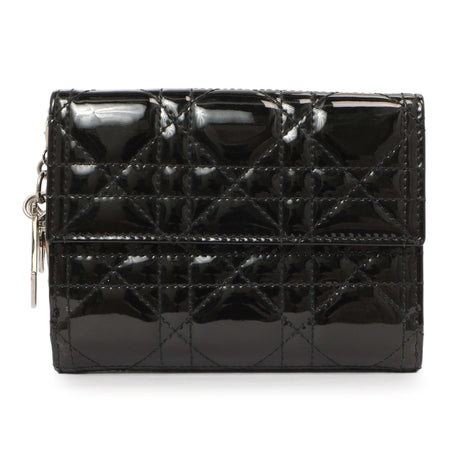 Christian Dior Black Patent Lady Dior Wallet