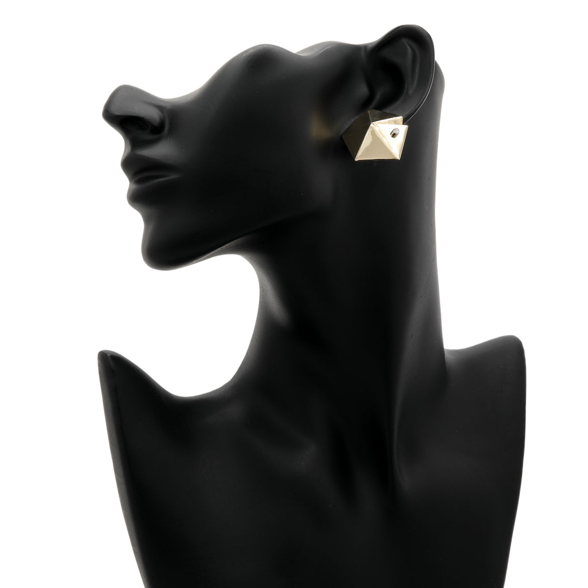 18K Yellow Gold 0.10 Carat Diamond Origami Fold Pentagon Earrings Modaselle
