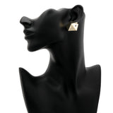 18K Yellow Gold 0.10 Carat Diamond Origami Fold Pentagon Earrings Modaselle