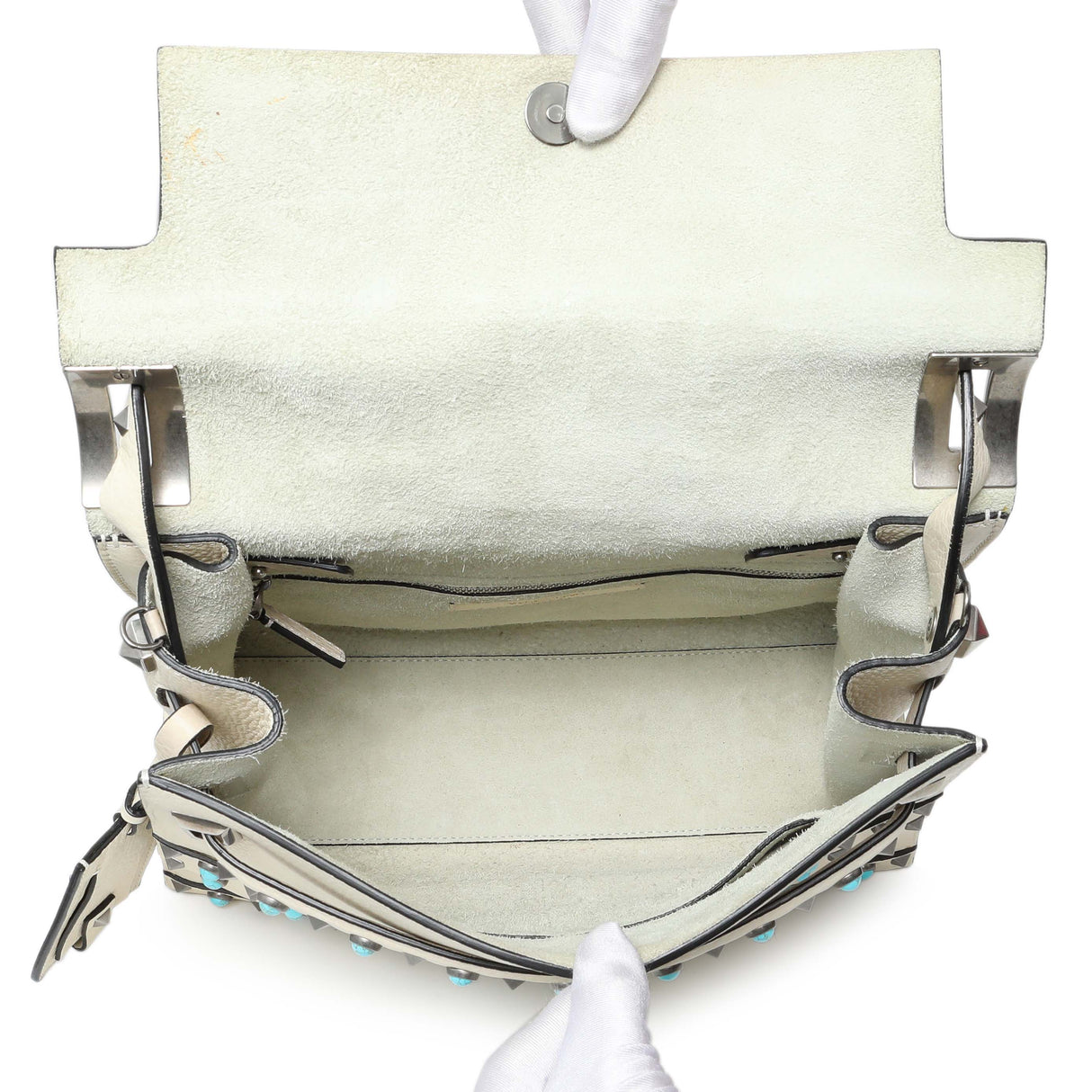Valentino Ivory Calfskin My Rockstud Rolling Single Handle Bag Handbags Valentino