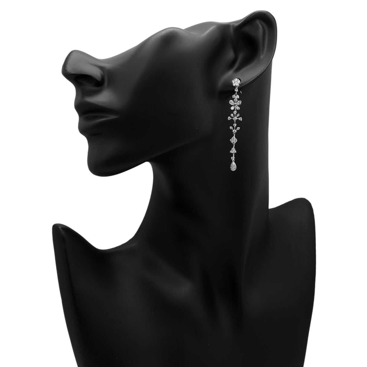 18K White Gold 1.32 Carat Riviere Diamond Drop Earrings