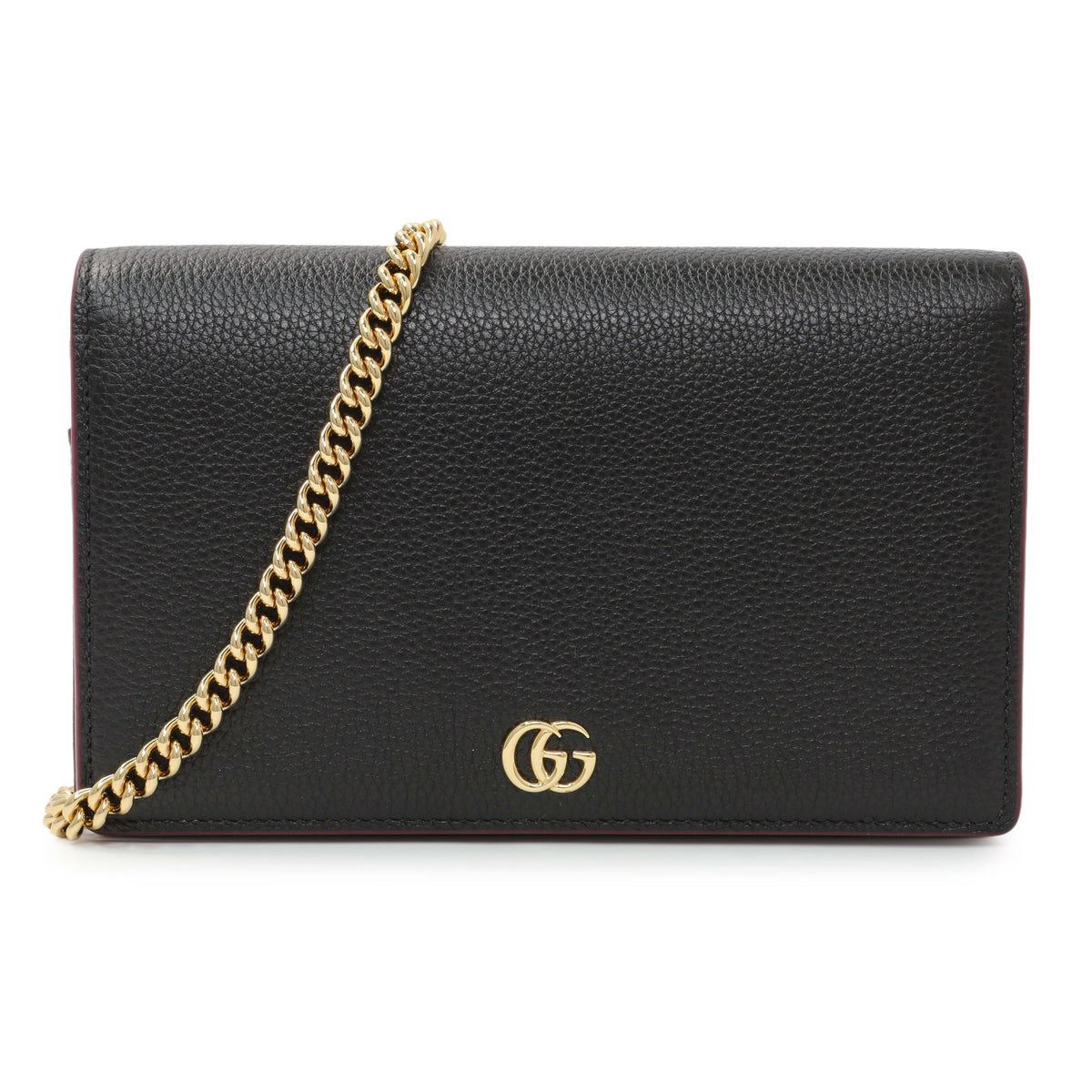 Gucci Black Monochrome Mini GG Marmont Chain Wallet Handbags Gucci