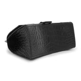 Balenciaga Black Crocodile Embossed Calfskin Small Hourglass Top  Handle Bag
