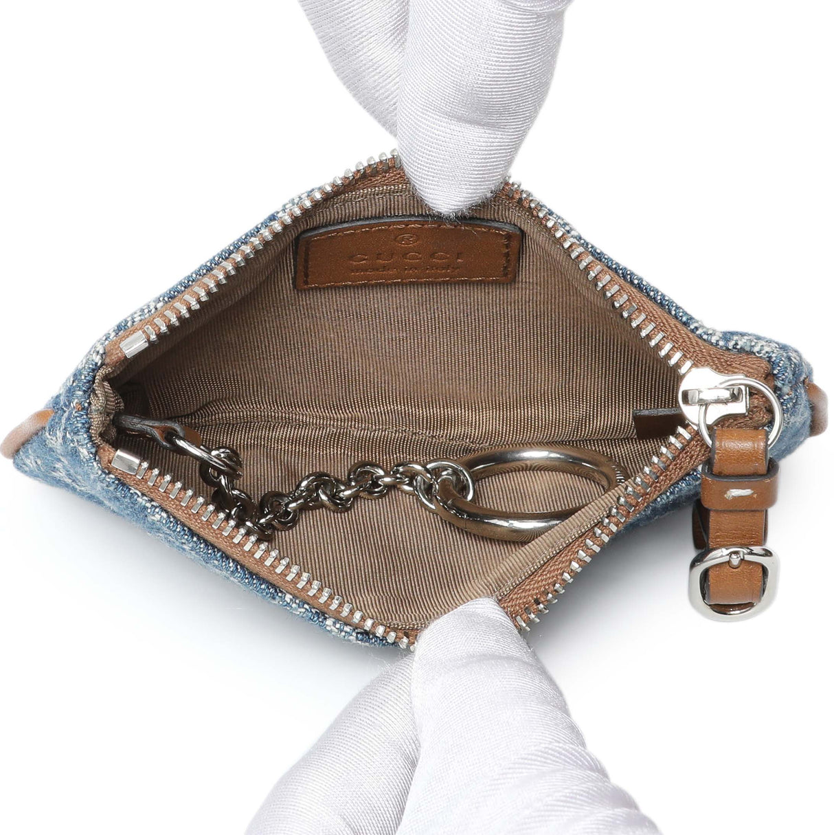 Gucci Blue Monogram Denim Key Pouch Accessories Gucci