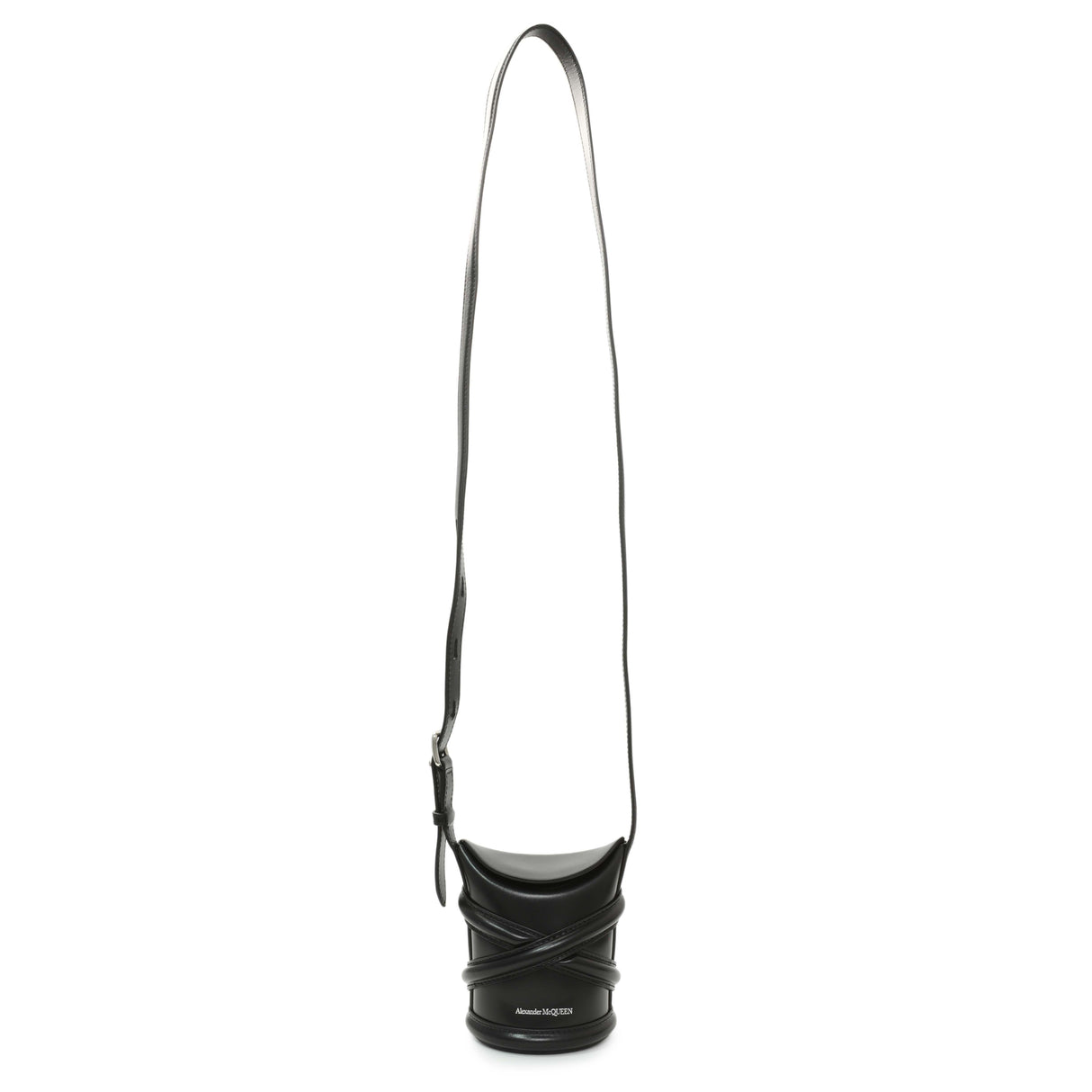 Alexander McQueen Black Calfskin Mini Curve Bucket Bag Handbags Alexander McQueen