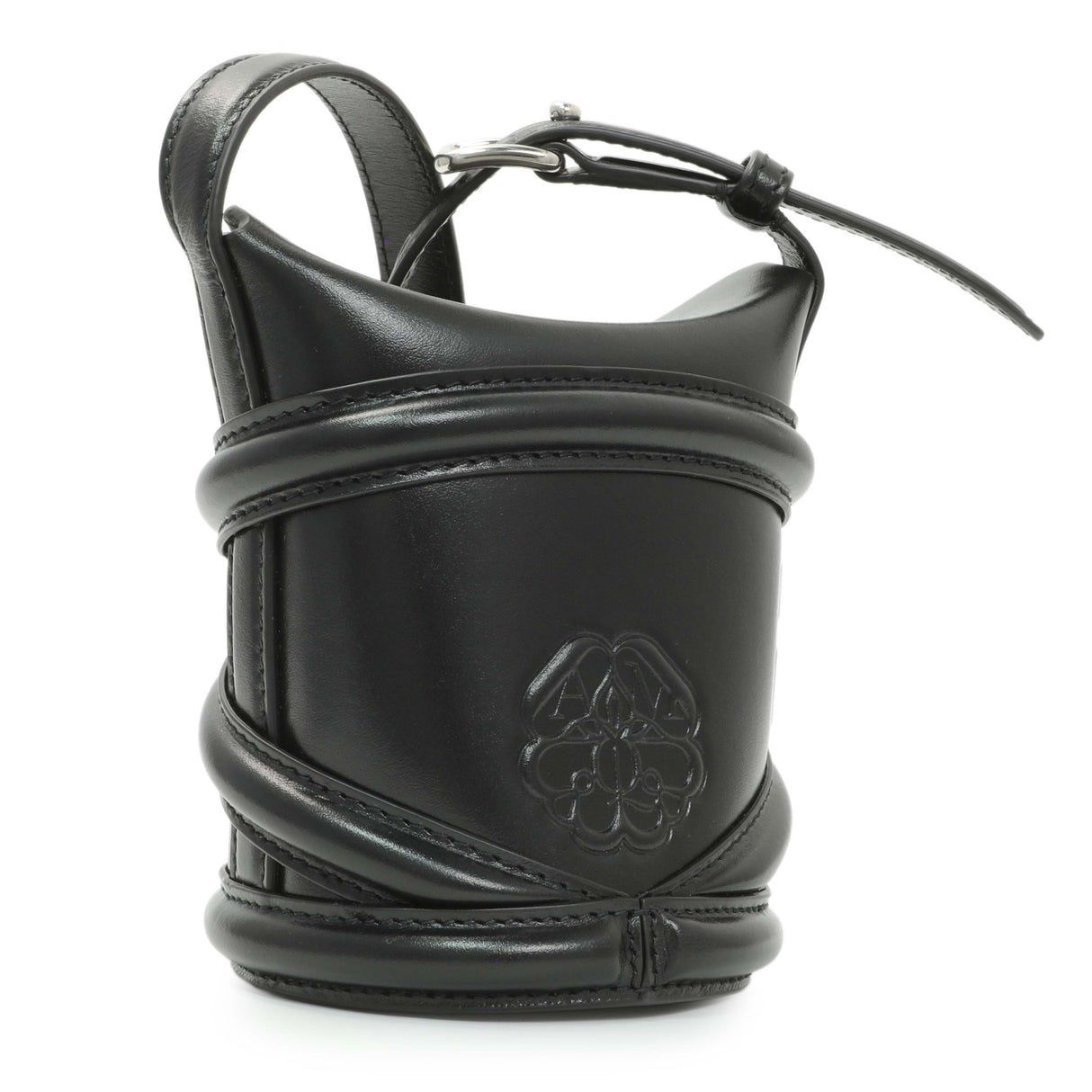 Alexander McQueen Black Calfskin Mini Curve Bucket Bag Handbags Alexander McQueen