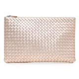 Bottega Veneta Metallic Pink Nappa Intrecciato Zipped Flat Pouch Handbags Bottega Veneta