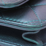Chanel Blue Quilted Iridescent Lambskin Wallet On Chain Handbags Chanel