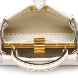 Fendi White Cuoio Romano Selleria Mini Peekaboo Iconic Satchel