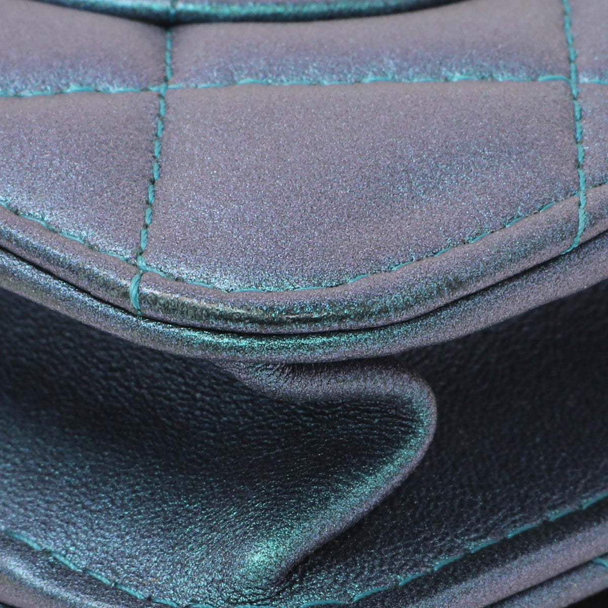 Chanel Blue Quilted Iridescent Lambskin Wallet On Chain Handbags Chanel