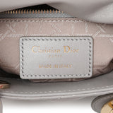 Christian Dior Grey Metallic Lambskin Cannage Mini Lady Dior