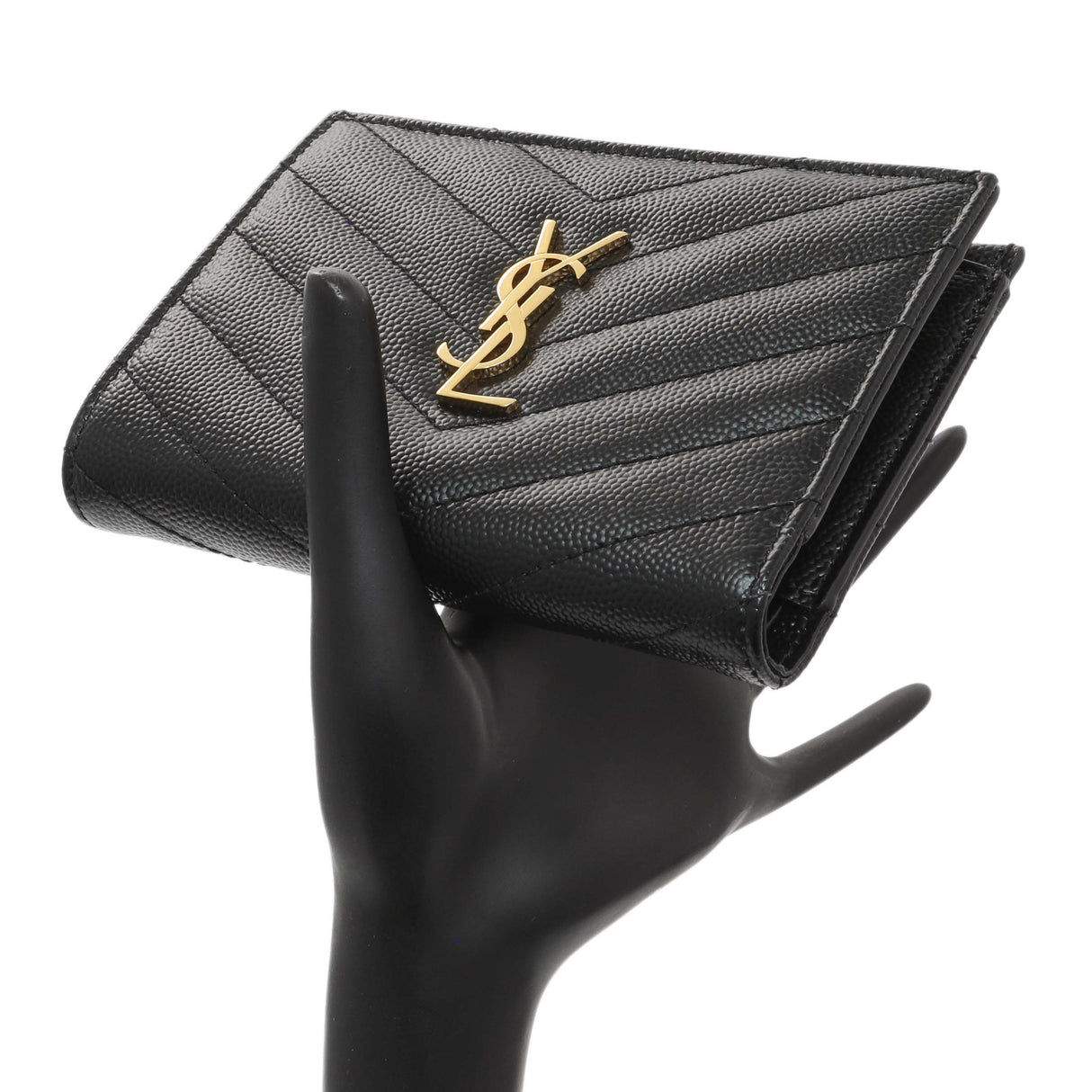 Saint Laurent Black Grain De Poudre Cassandra Matelasse Bi-fold Wallet Accessories Saint Laurent