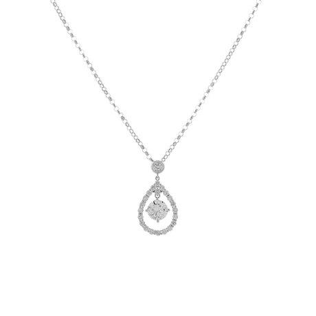18K White Gold 2.00 Carat Teardrop Halo Pendant Fine Jewellery Modaselle