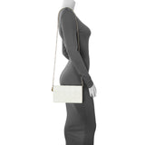 Christian Dior White Lambskin Cannage Lady Dior Pouch with Chain Handbags Christian Dior