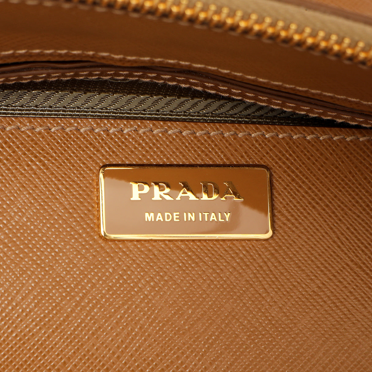 Prada Caramel Saffiano Medium Galleria Double Zip Tote