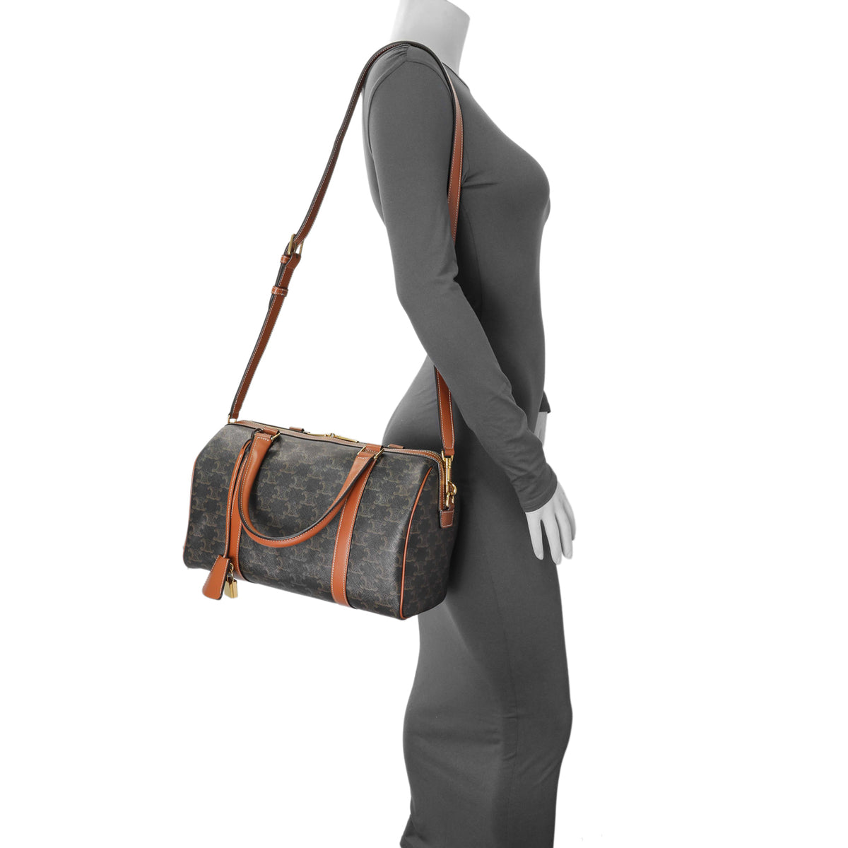 Celine Triomphe Canvas Calfskin Boston Bag Handbags Celine