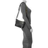 Chanel Black Aged Calfskin Chevron Quilted Small Gabrielle Hobo Handbags Chanel
