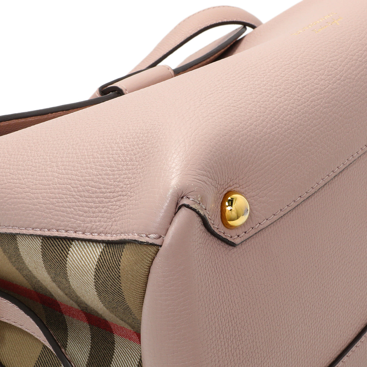 Burberry Pale Orchid Derby Calfskin House Check Medium Camberley Handbags Burberry