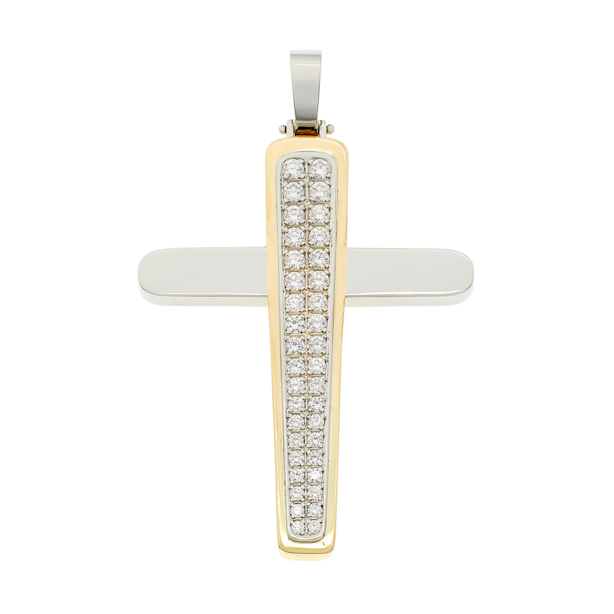 18K Yellow/White Gold 1.20 Carat Diamond Cross Fine Jewellery Modaselle