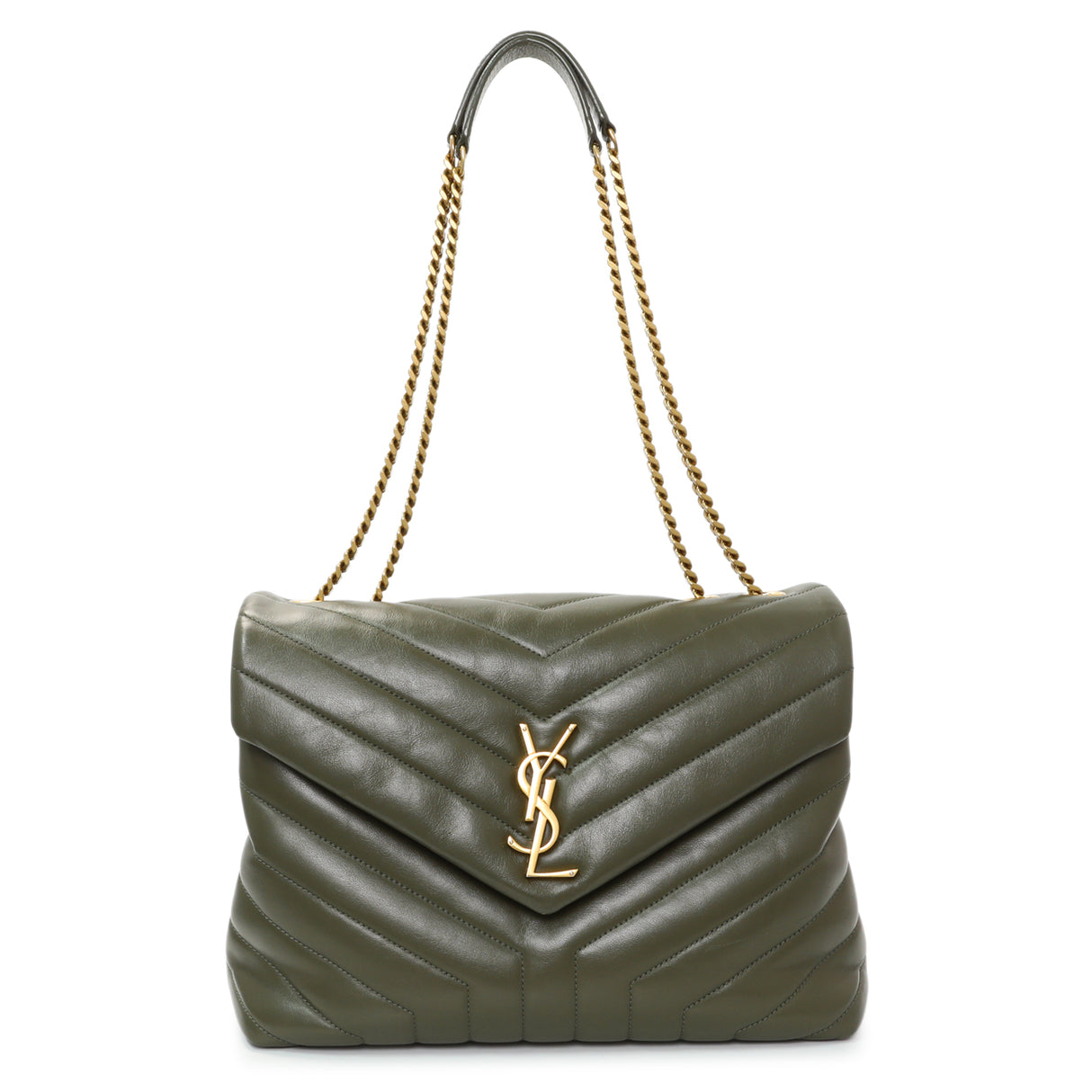 Saint Laurent Calfskin Y Quilted Monogram Medium Loulou Chain Satchel Handbags Saint Laurent