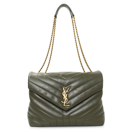 Saint Laurent Calfskin Y Quilted Monogram Medium Loulou Chain Satchel Handbags Saint Laurent