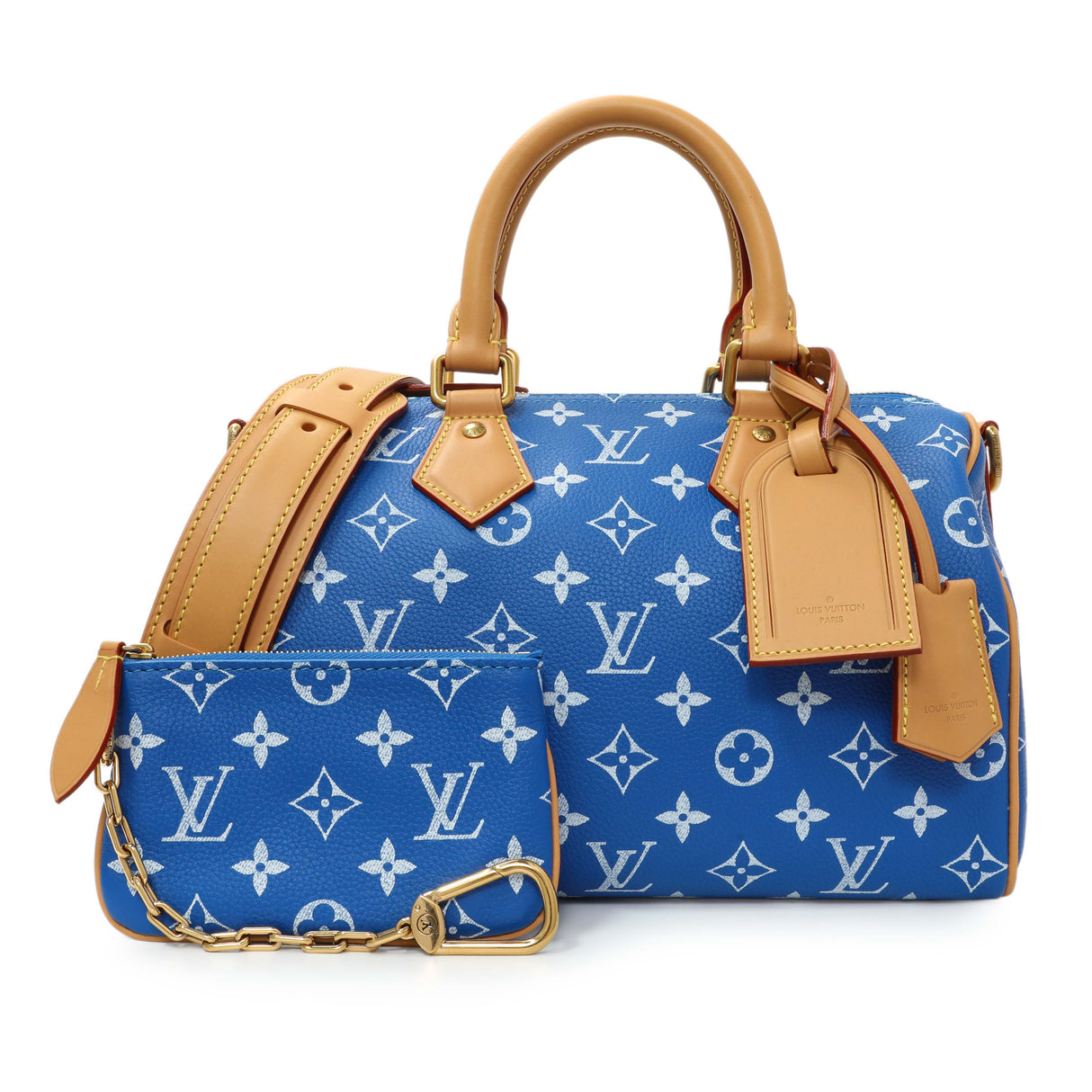 Louis Vuitton Blue Soft Calfskin Monogram Speedy P9 Bandouliere 25 Handbags Louis Vuitton
