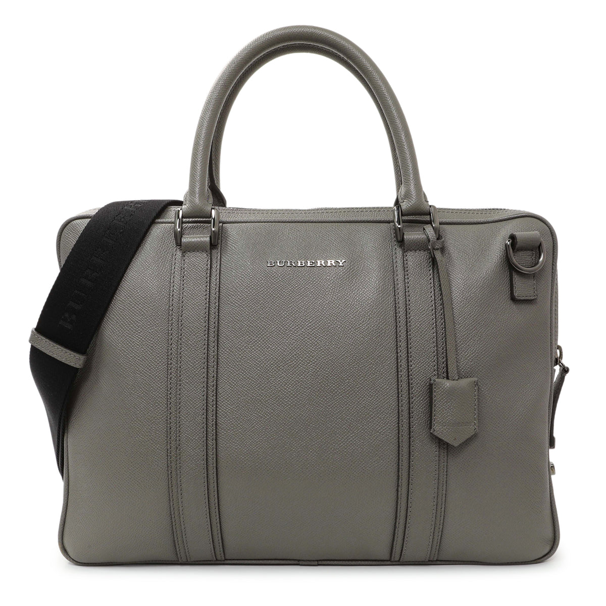 Burberry Grey Grainy Calfskin Newburg Briefcase Handbags Burberry
