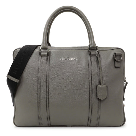 Burberry Grey Grainy Calfskin Newburg Briefcase Handbags Burberry
