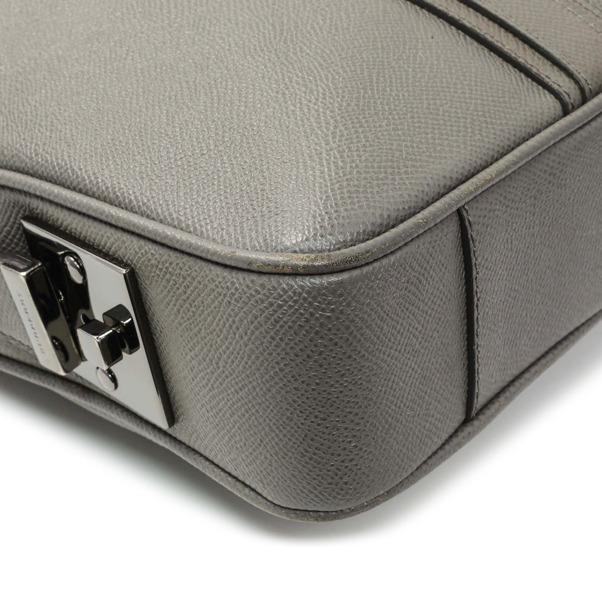 Burberry Grey Grainy Calfskin Newburg Briefcase Handbags Burberry