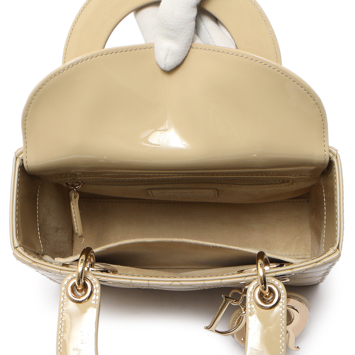 Christian Dior Beige Patent Cannage Small Lady Dior Christian Dior