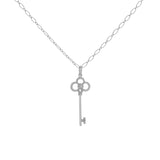 Tiffany & Co. 18K White Gold Diamond 1.5" Crown Key Pendant Designer Jewellery Tiffany and Co