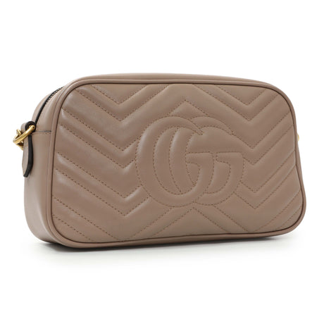 Gucci Porcelain Rose Calfskin Matelasse Small GG Marmont Chain Shoulder Bag Handbags Gucci