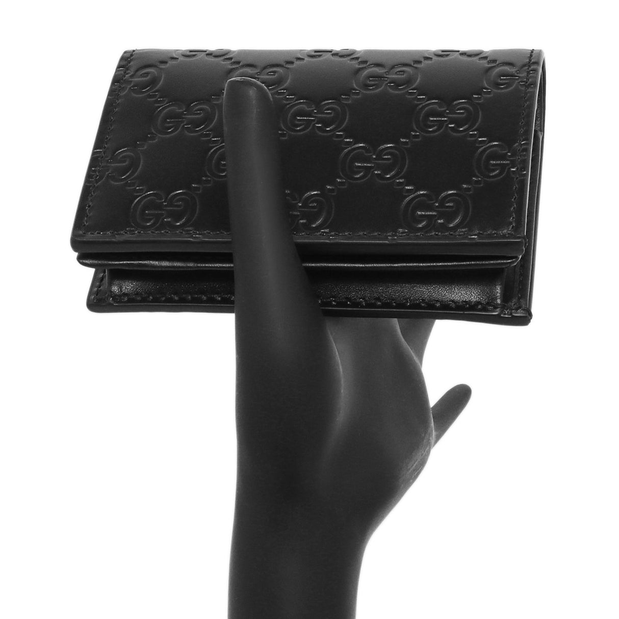 Gucci Black Guccissima Card Case Wallet