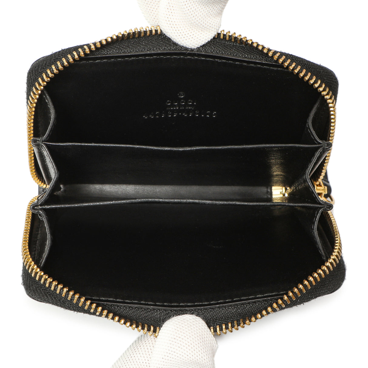 Gucci Black Guccissima Zip Around Card Case