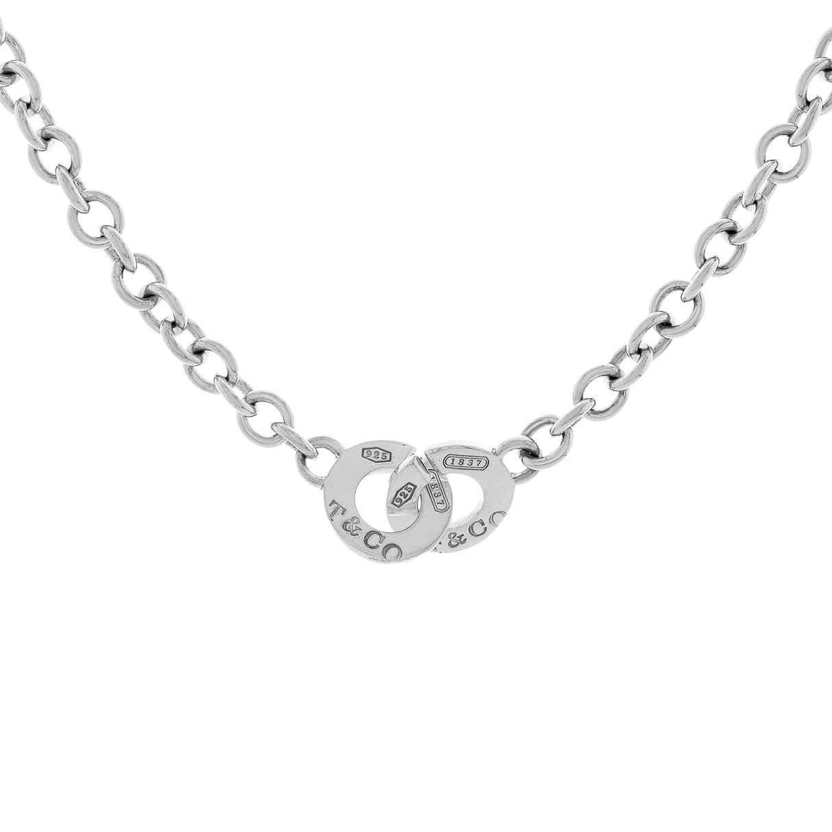 Tiffany & Co. Sterling Silver Interlocking Circle Clasp Necklace Designer Jewellery Tiffany and Co
